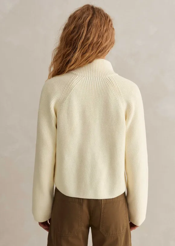 Chunky Cotton Rib Zip Through Cardigan