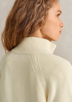 Chunky Cotton Rib Zip Through Cardigan