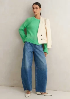 Cloud-Soft Merino Cashmere Silk Cropped Box Jumper