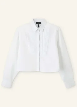 Cotton Bib Detail Crop Shirt