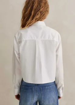 Cotton Bib Detail Crop Shirt