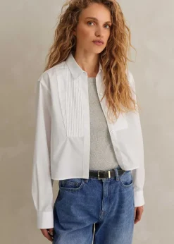 Cotton Bib Detail Crop Shirt