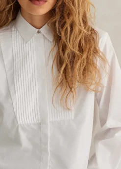 Cotton Bib Detail Crop Shirt