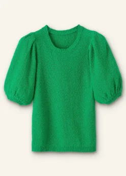 Cotton Boucl Pouf Sleeve Knit Tee