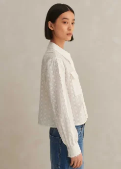 Cotton Broderie Cropped Jacket Blouse