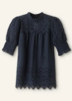 Cotton Broderie Highneck Top