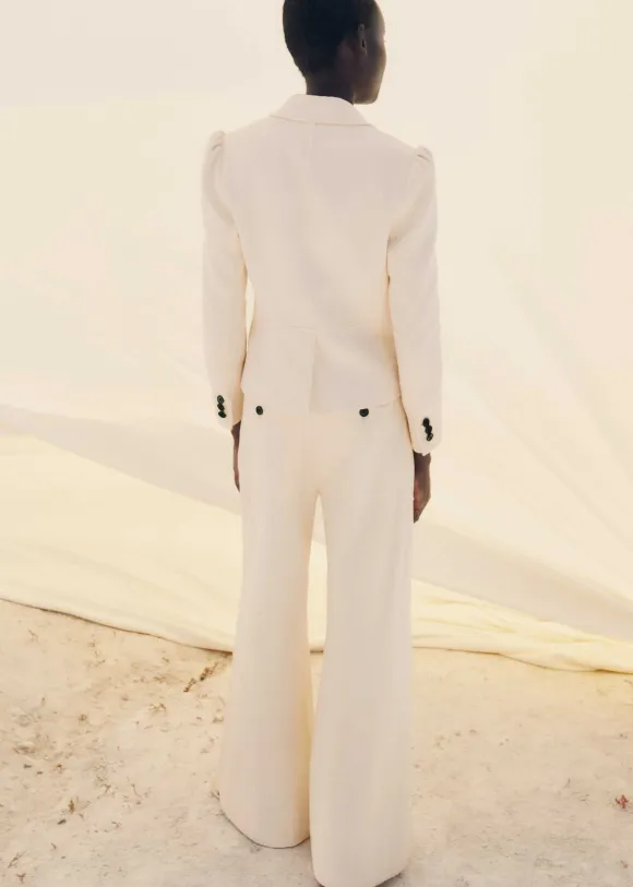 Cotton Herringbone Wide-Leg Trouser Suit