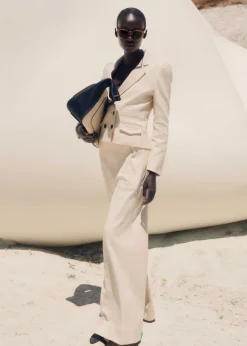 Cotton Herringbone Wide-Leg Trouser Suit