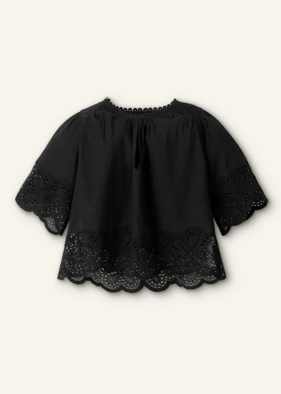 Cotton Lace Flower Broderie Blouse