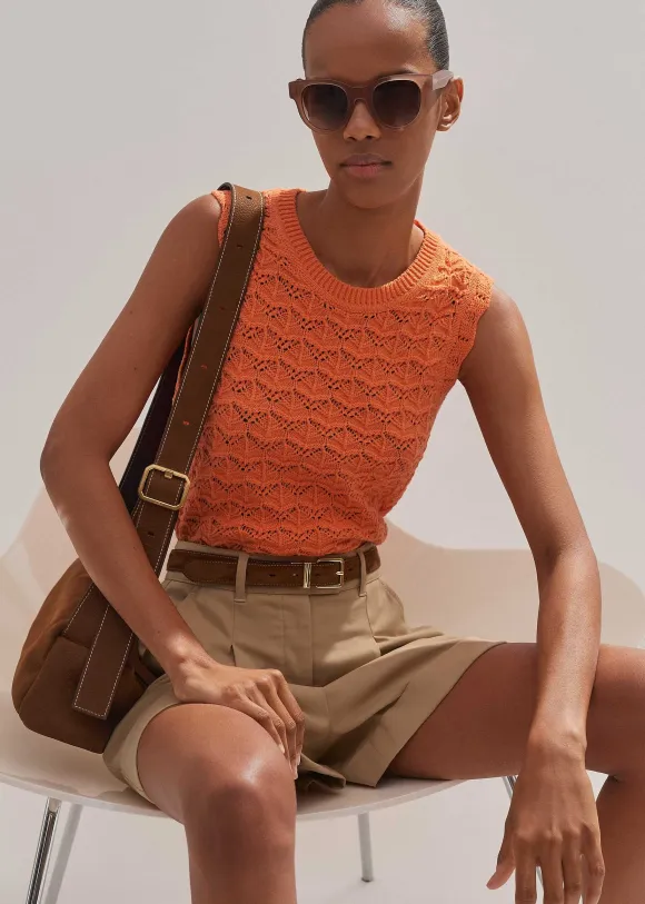 Cotton Lace Stitch Knit Vest