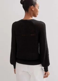 Cotton Lace Stitch Raglan Sleeve Jumper