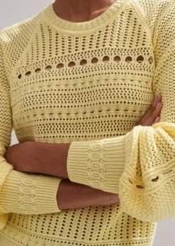 Cotton Lace Stitch Raglan Sleeve Jumper
