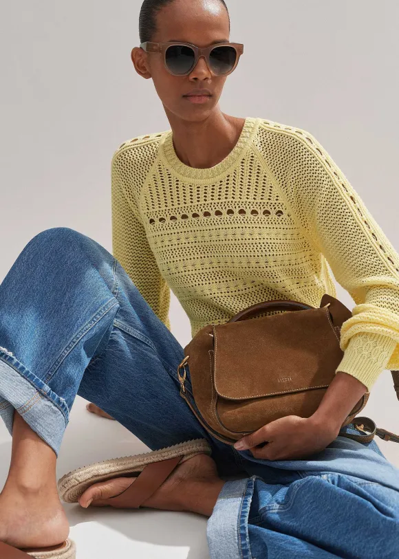 Cotton Lace Stitch Raglan Sleeve Jumper