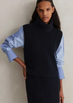 Cotton Merino Rib Layering Vest + Snood