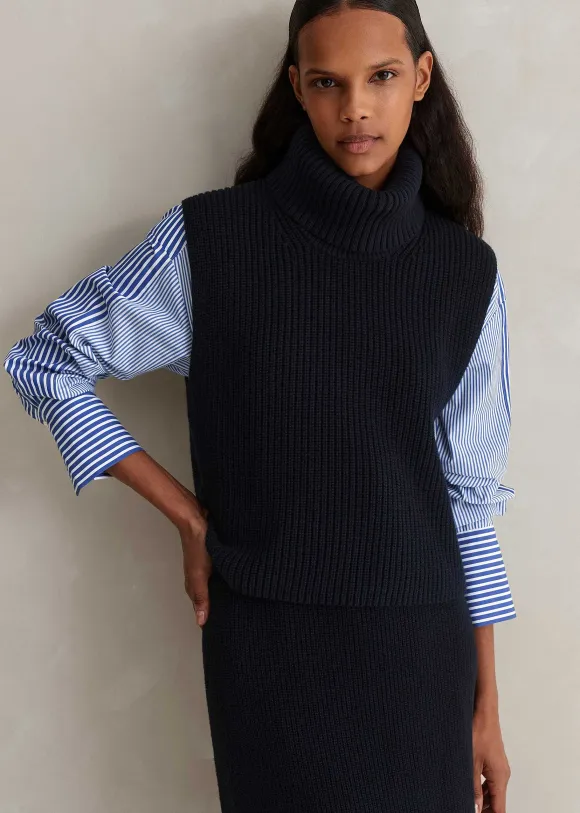 Cotton Merino Rib Layering Vest + Snood