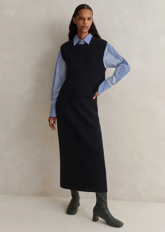 Cotton Merino Rib Layering Vest + Snood