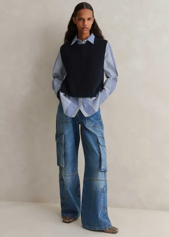 Cotton Merino Rib Layering Vest + Snood