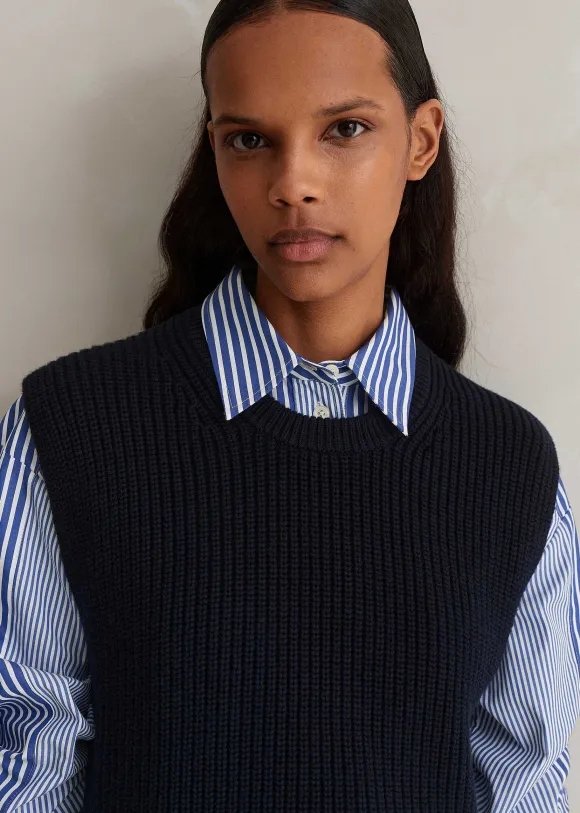 Cotton Merino Rib Layering Vest + Snood