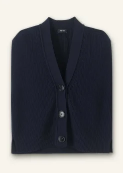 Cotton Merino Rib Relaxed Buttoned Vest
