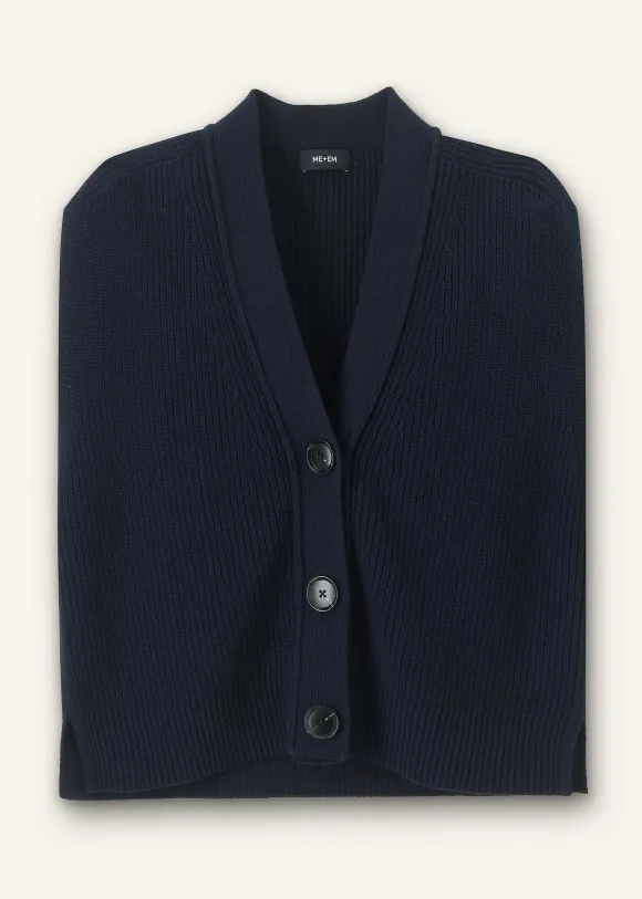 Cotton Merino Rib Relaxed Buttoned Vest