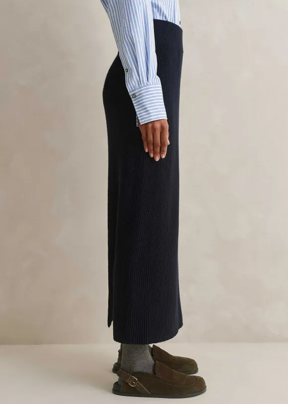 Cotton Merino Rib Straight Maxi Skirt