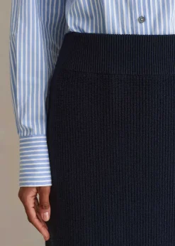 Cotton Merino Rib Straight Maxi Skirt