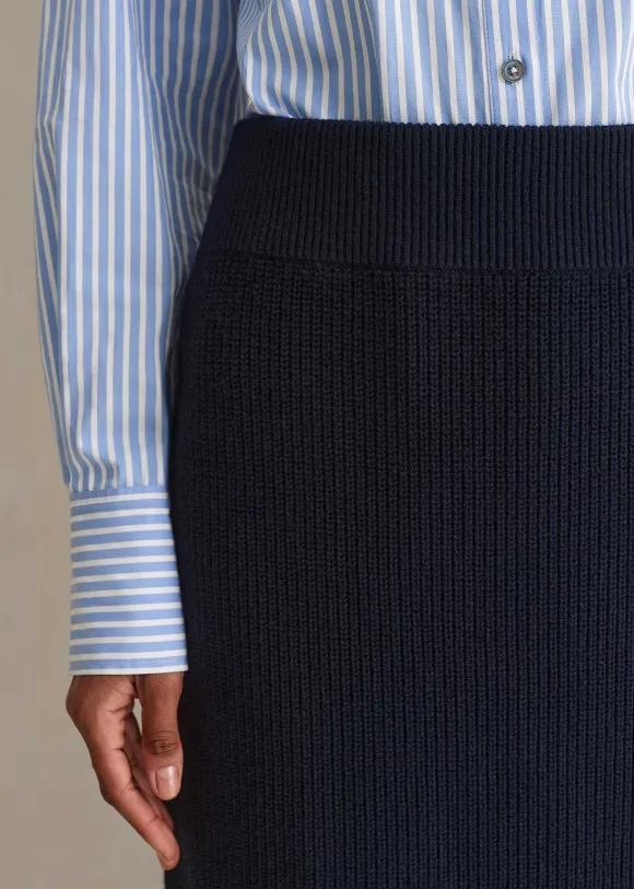 Cotton Merino Rib Straight Maxi Skirt