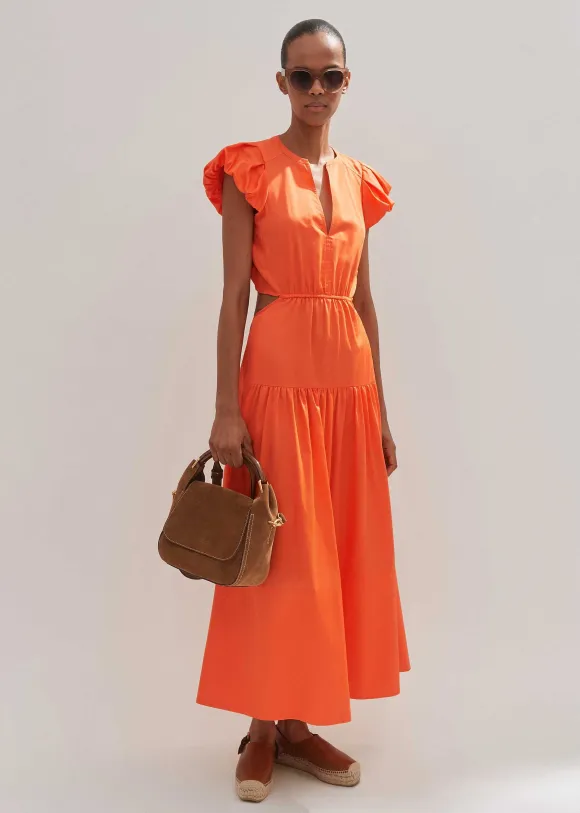 Cotton Poplin Cut-Out Maxi Dress