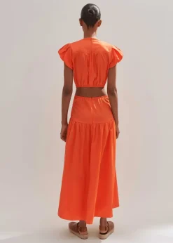 Cotton Poplin Cut-Out Maxi Dress