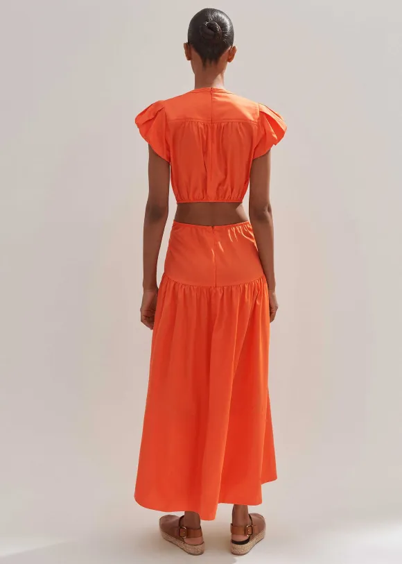 Cotton Poplin Cut-Out Maxi Dress