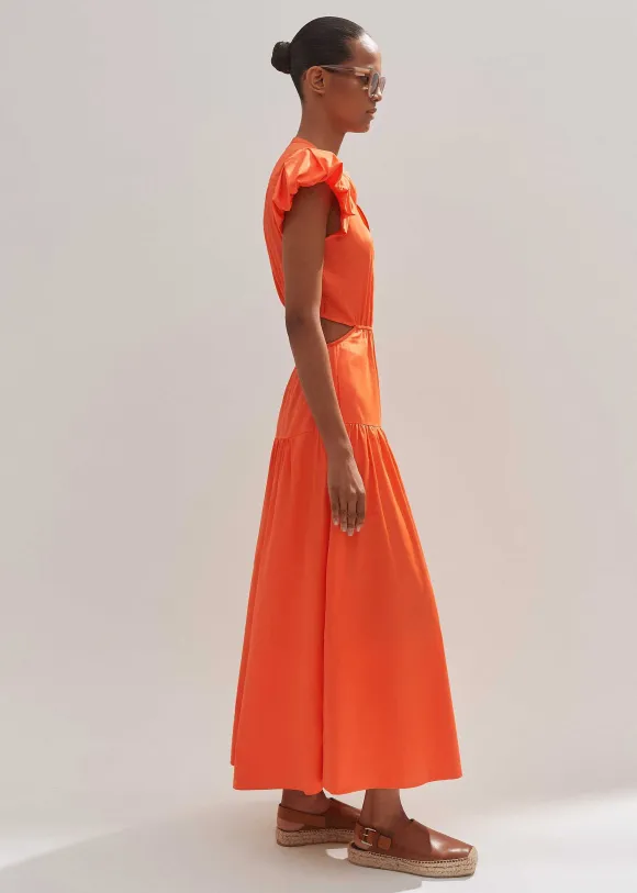Cotton Poplin Cut-Out Maxi Dress