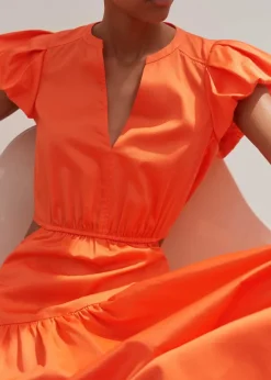 Cotton Poplin Cut-Out Maxi Dress