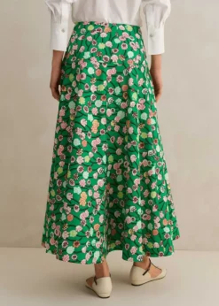 Cotton Poplin Lantana Print Maxi Skirt