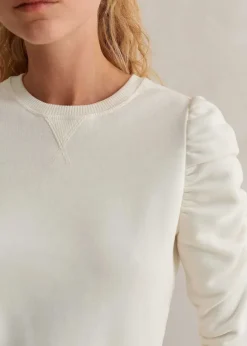 Cotton Ruche Sleeve Sweatshirt