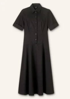 Cotton Sateen Midi Shirt Dress + Belt