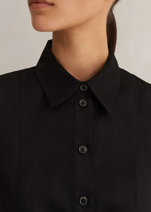 Cotton Sateen Midi Shirt Dress + Belt