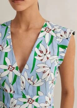 Cotton Sateen Snowdrop Print Maxi Dress