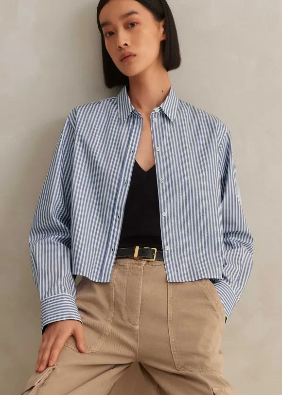 Cotton Striped Crop Shirt