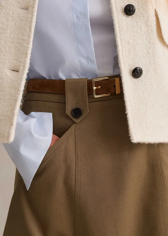 Cotton Utility Midi Skirt