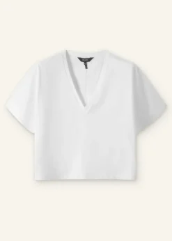 Cotton V-Neck Oversized Crop Tee