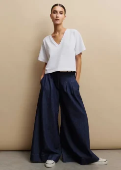 Cotton V-Neck Oversized Crop Tee