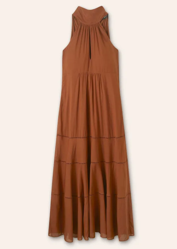 Cotton Voile Halterneck Full-Length Dress