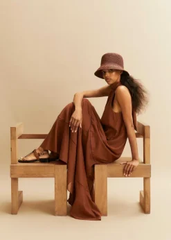 Cotton Voile Halterneck Full-Length Dress