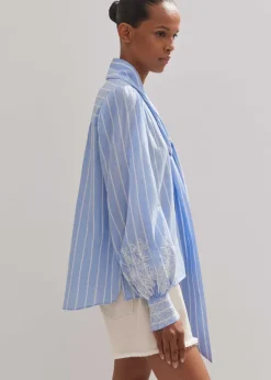 Cotton Voile Lace Embroidered Top + Tie