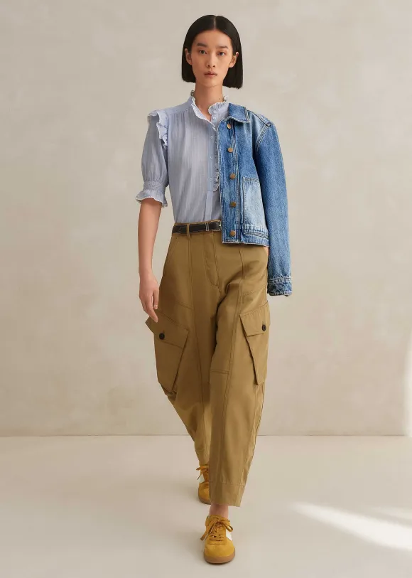 Cotton Voile Stripe Short Sleeve Top