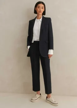 Cotton-Blend Denim Straight Crop Trouser Suit
