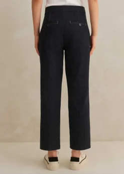 Cotton-Blend Denim Straight Crop Trouser