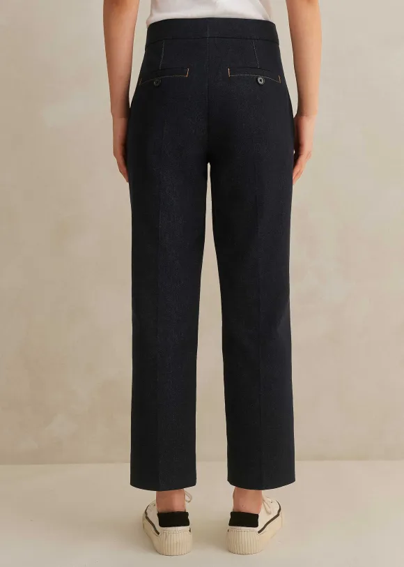 Cotton-Blend Denim Straight Crop Trouser