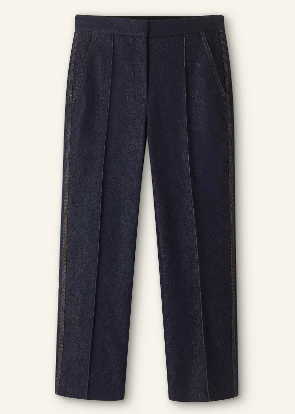 Cotton-Blend Denim Straight Crop Trouser