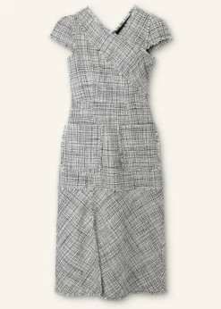 Cotton-Blend Fringe Trim Midi Dress